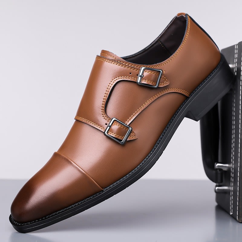 Philip Italian Leather Cap Toe Double Monk Loafers_1
