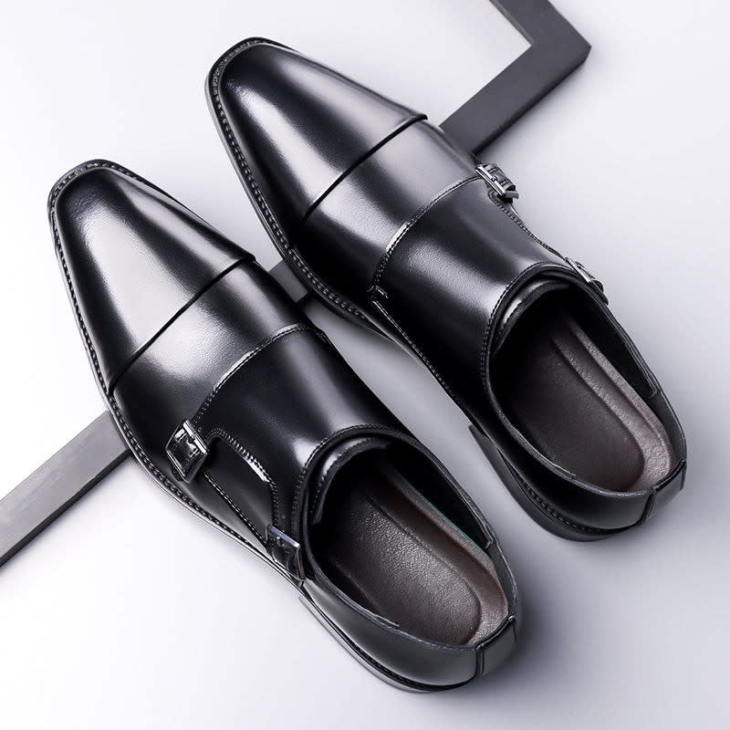Philip Italian Leather Cap Toe Double Monk Loafers_6