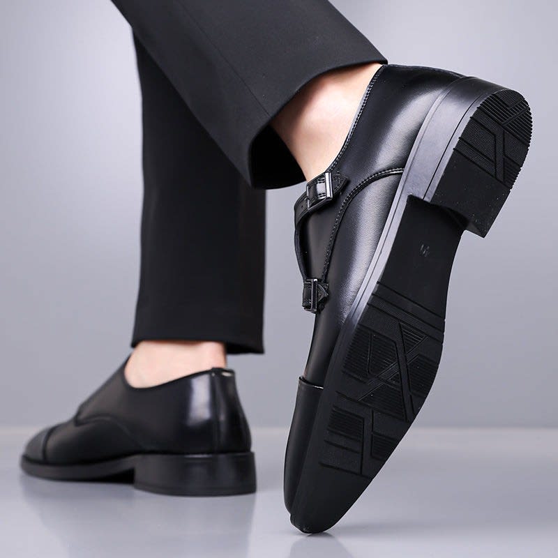 Philip Italian Leather Cap Toe Double Monk Loafers_8