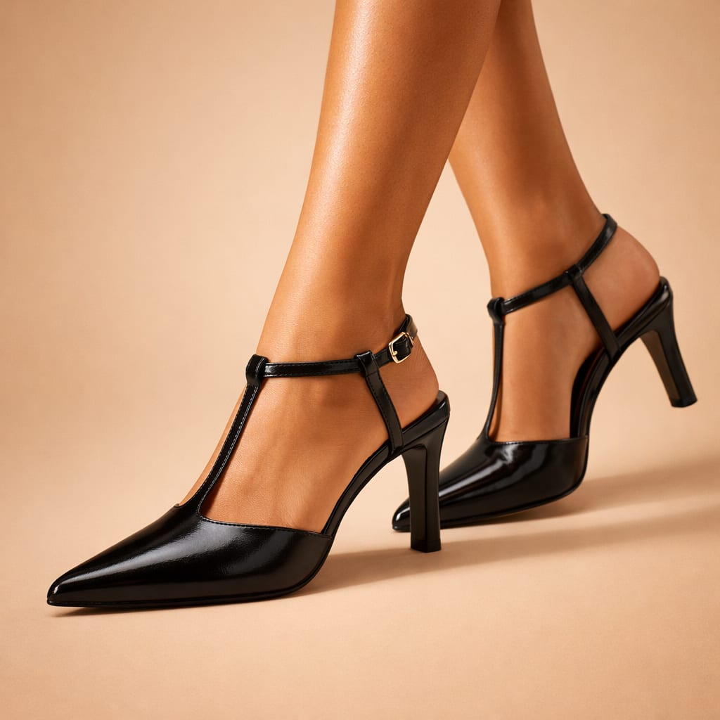 Manuela Leather T Strap Slingback Heels_4