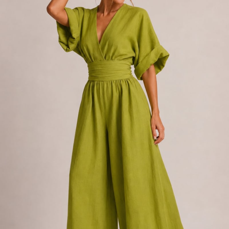 Angelica V Neck Wide Leg Jumpsuit_1