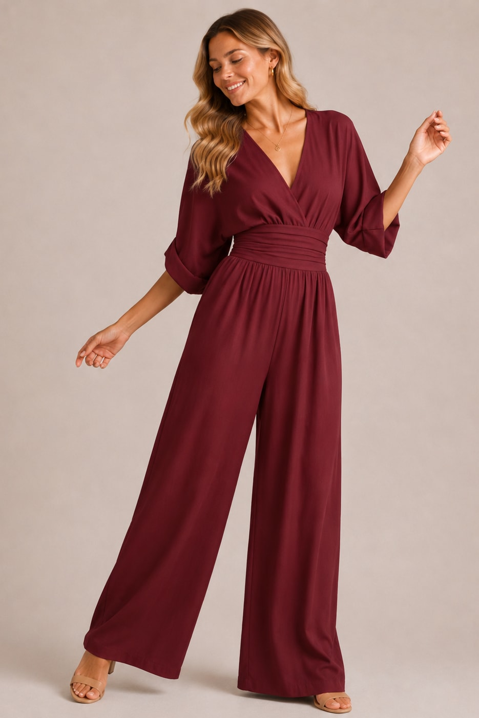 Angelica V Neck Wide Leg Jumpsuit_2