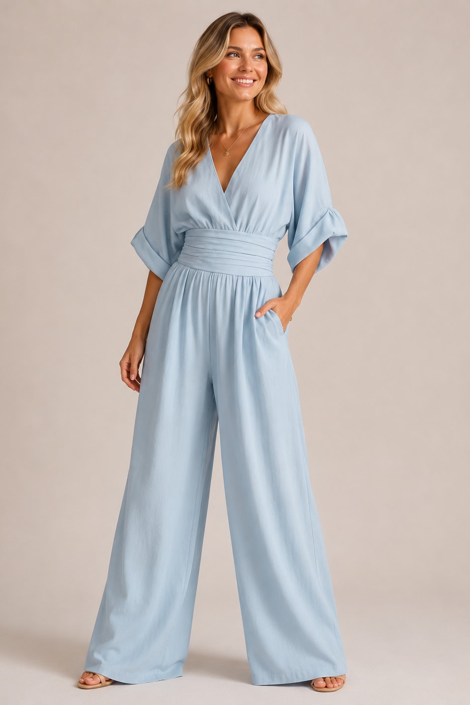 Angelica V Neck Wide Leg Jumpsuit_5