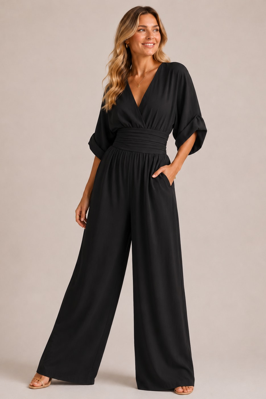 Angelica V Neck Wide Leg Jumpsuit_8