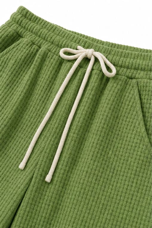 Sabrina Waffle Knit Henley Top and Wide Leg Drawstring Lounge Set_8