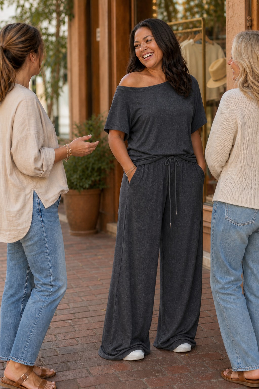 Cordelia Off-Shoulder Short Sleeve Top and Wide Leg Pants Two Piece Set_5