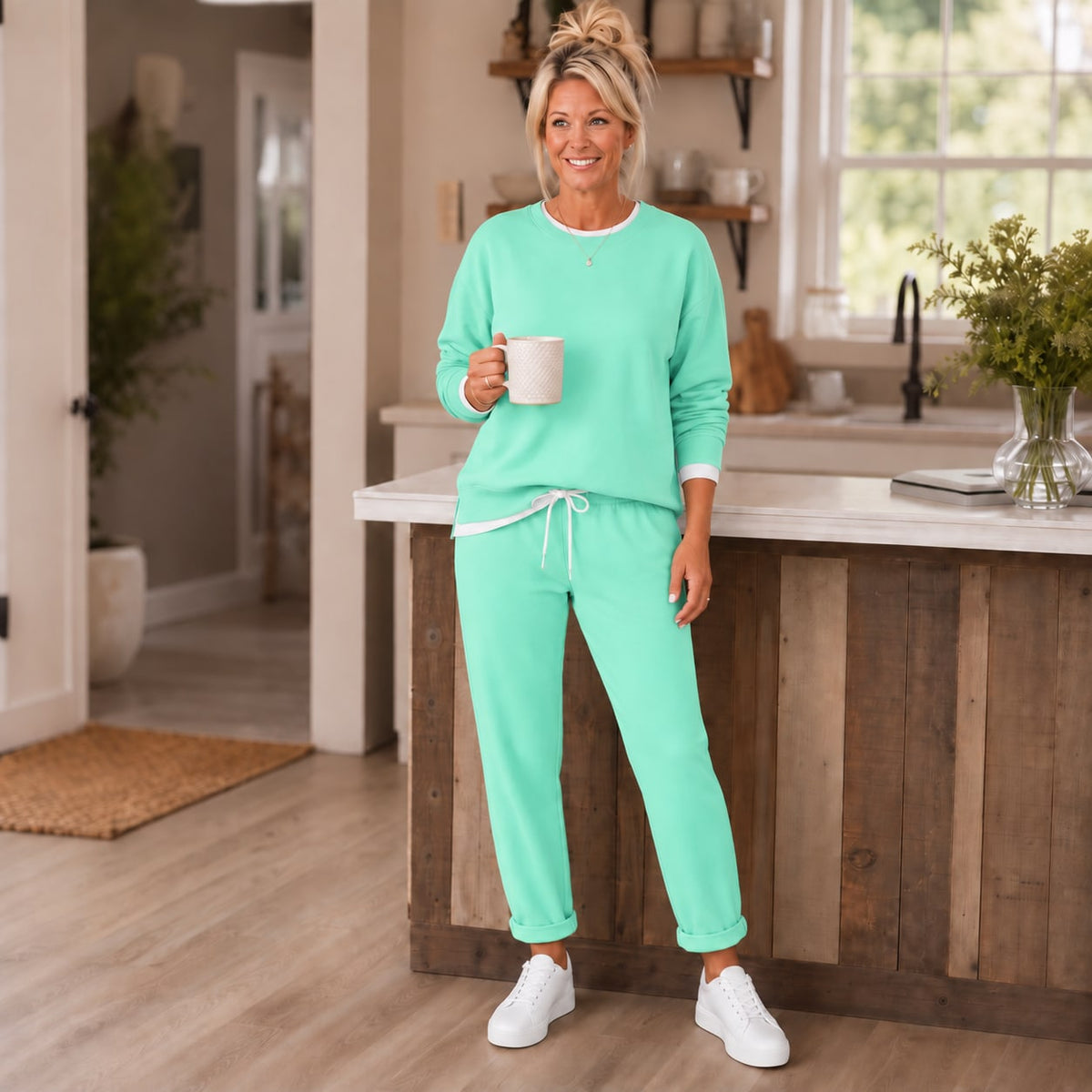 Pippa Side Slit Sweatshirt and Jogger Two Piece Set_2