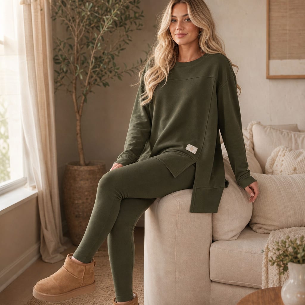 Valentina Side Slit Tunic Top and Leggings Two Piece Set_6