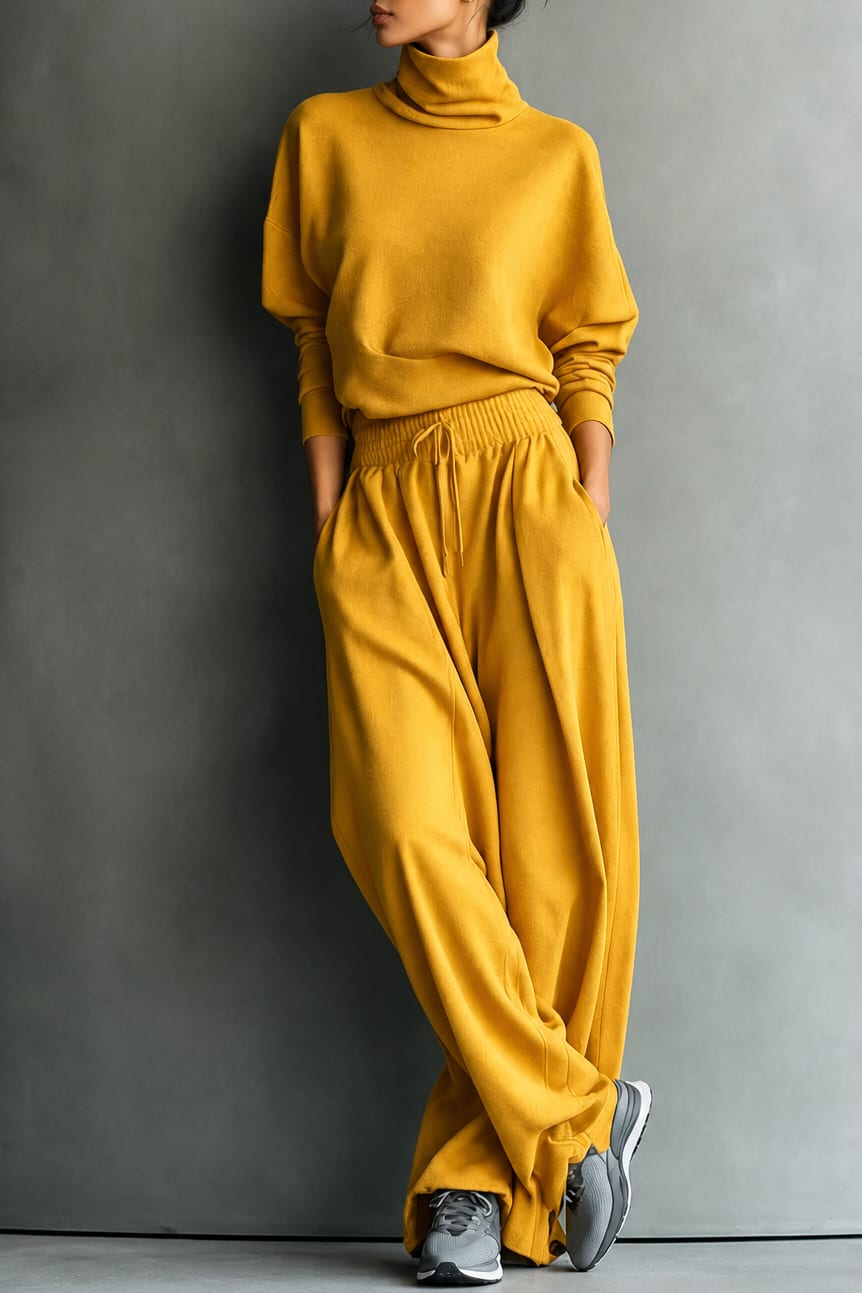 Lena Turtleneck Top and Wide Leg Pants Two Piece Set_11