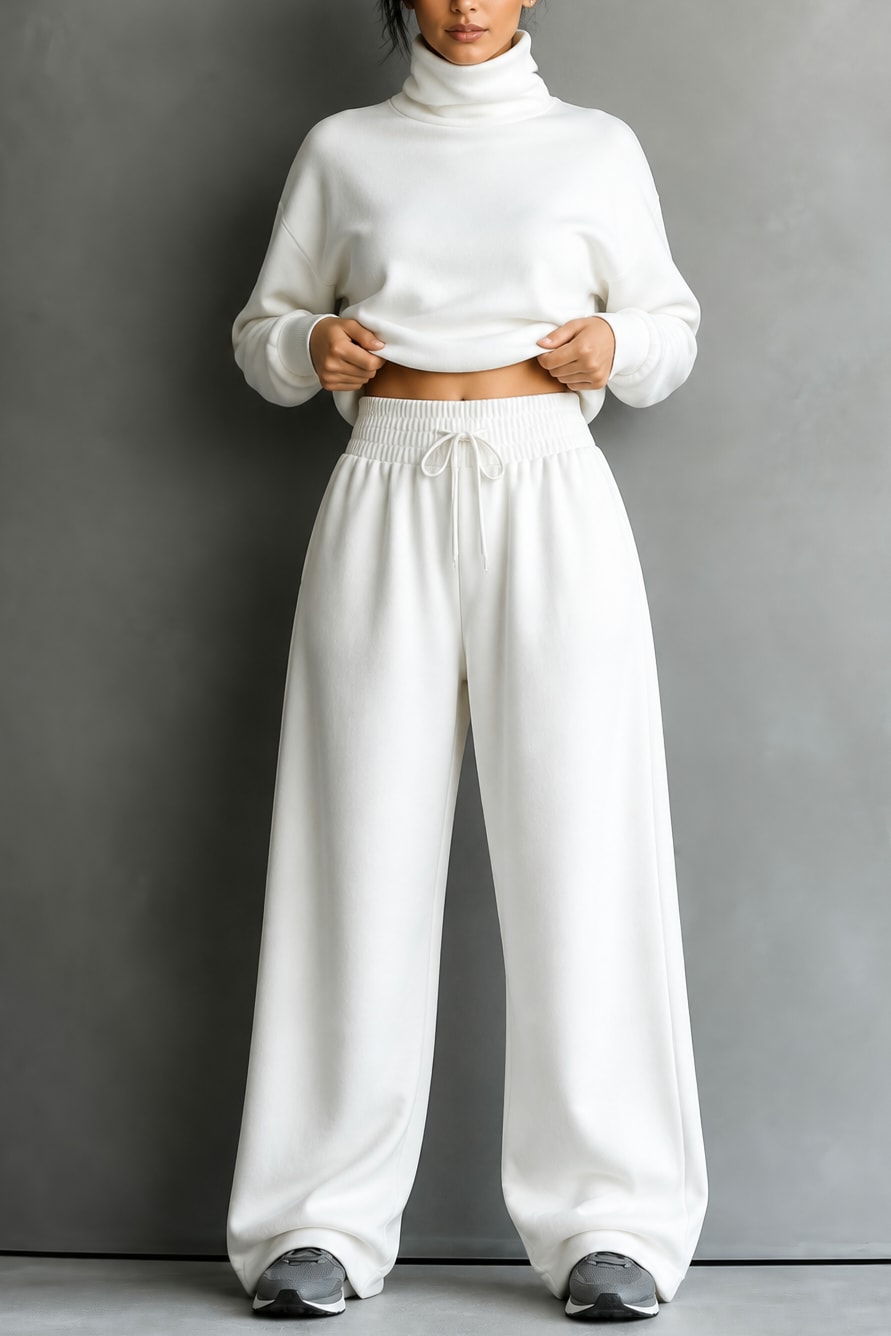 Lena Turtleneck Top and Wide Leg Pants Two Piece Set_13