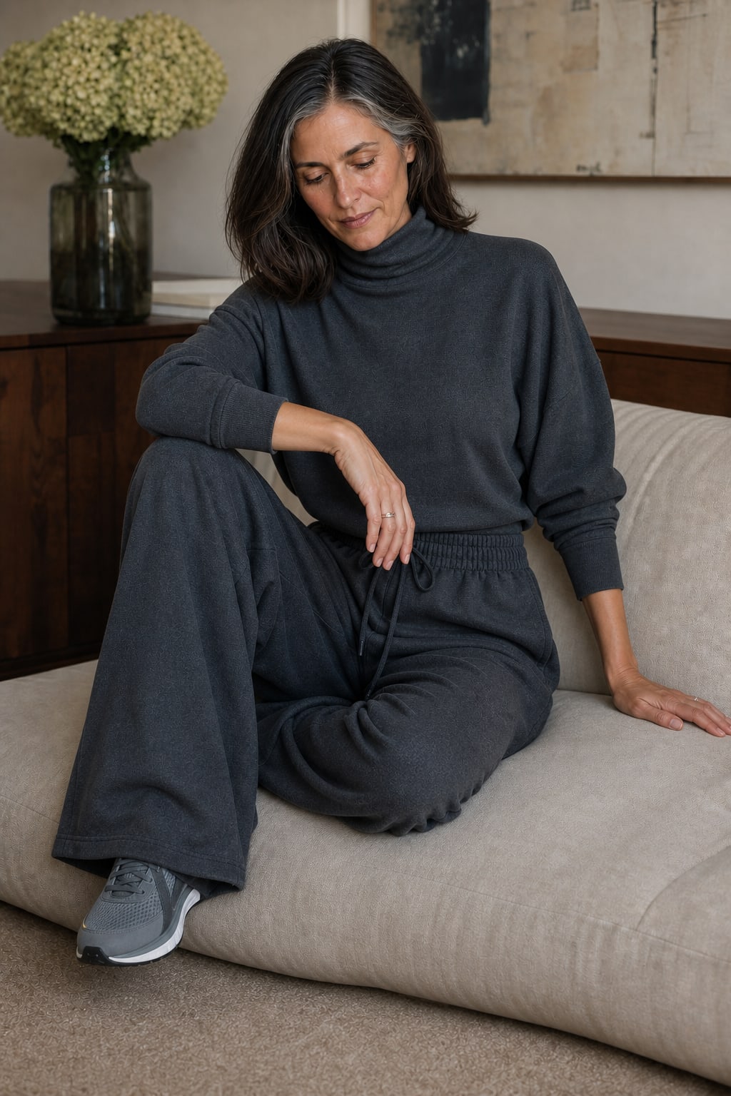 Lena Turtleneck Top and Wide Leg Pants Two Piece Set_4