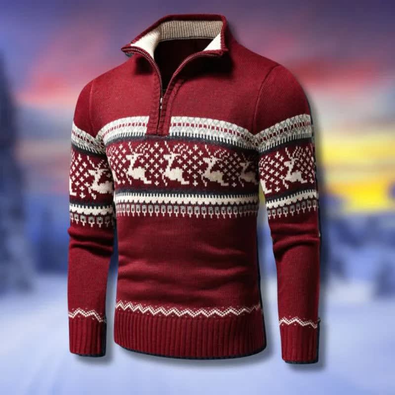 Jack Quarter Zip Reindeer Christmas Sweater_1