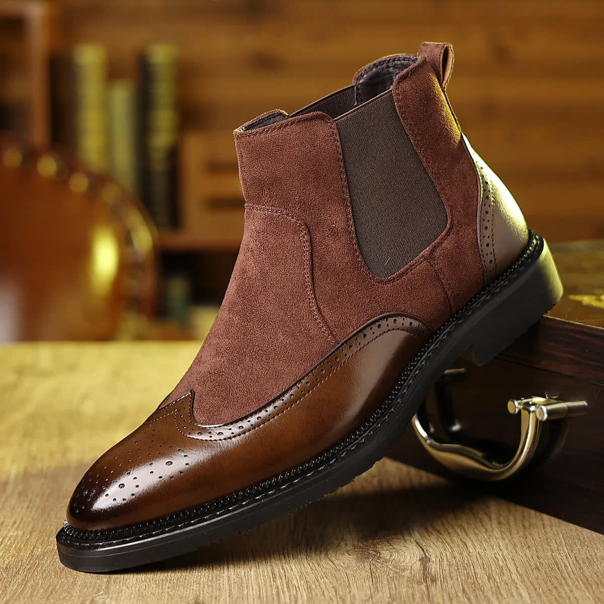 Homer Suede Wingtip Chelsea Boots_4