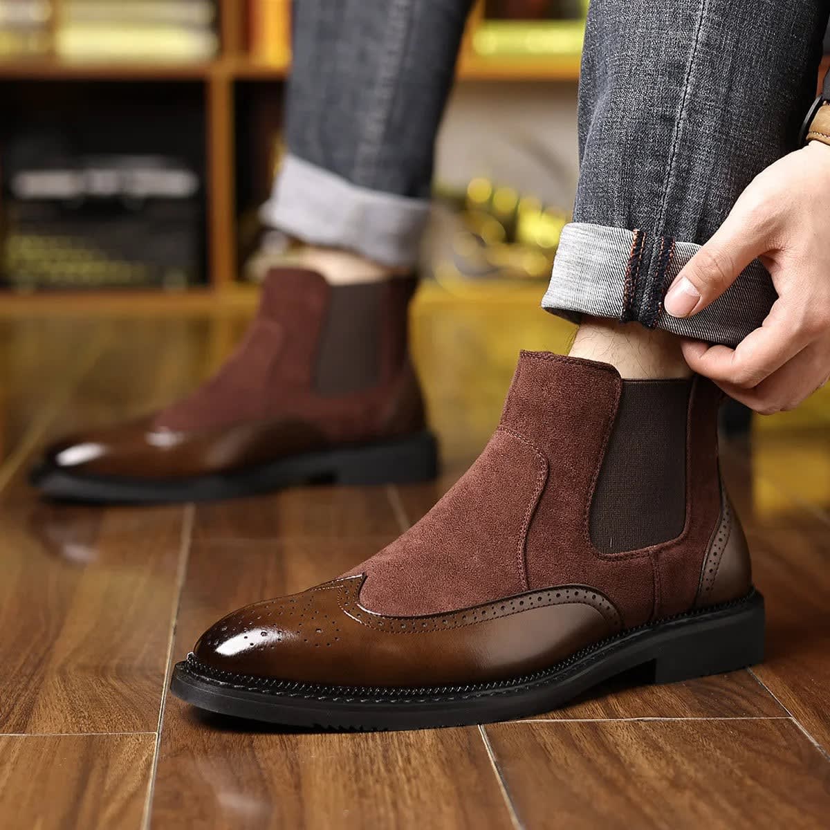 Homer Suede Wingtip Chelsea Boots_6