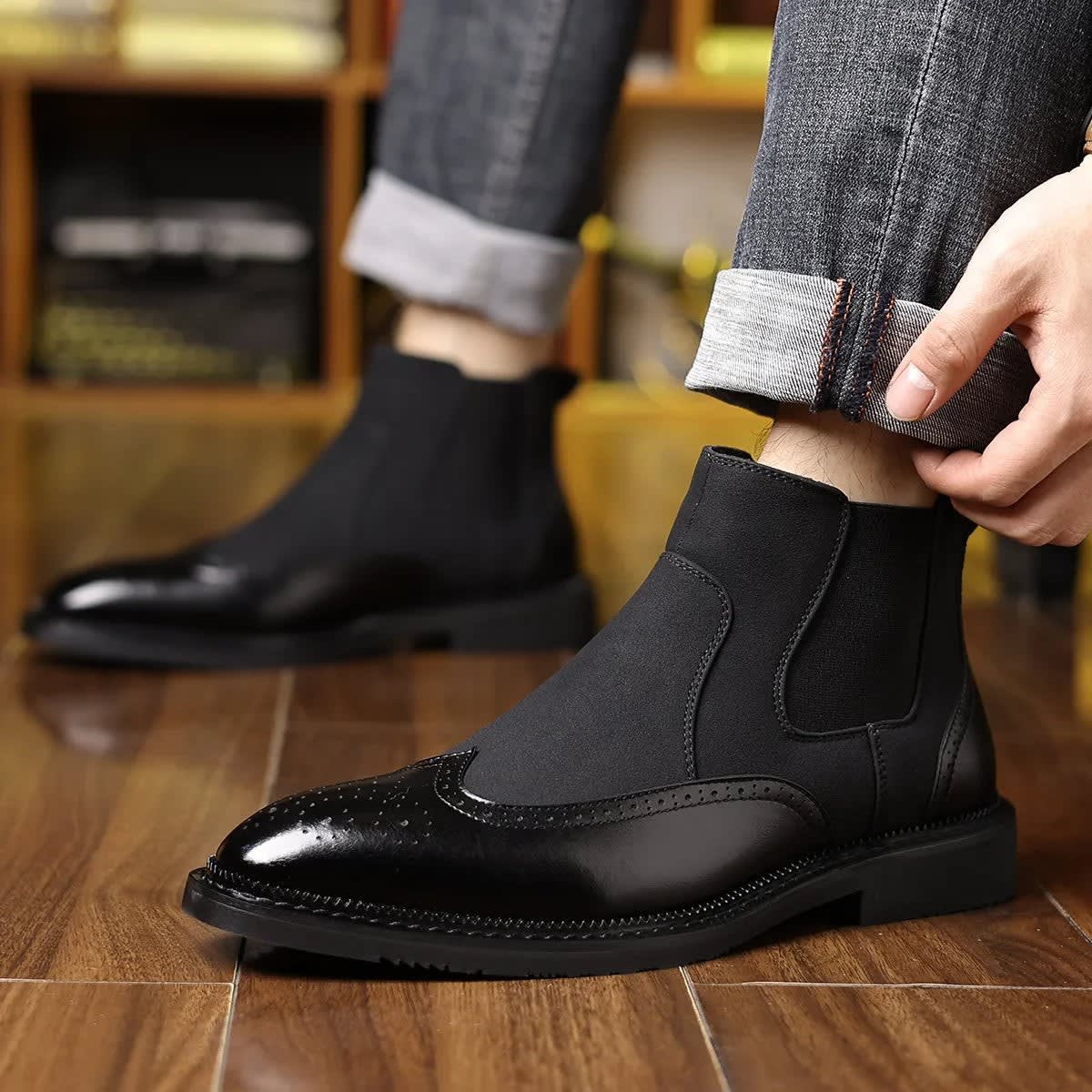 Homer Suede Wingtip Chelsea Boots_7