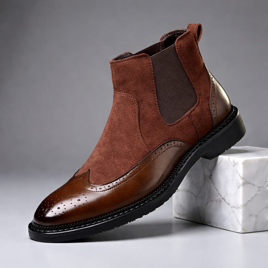 Homer Suede Wingtip Chelsea Boots_8