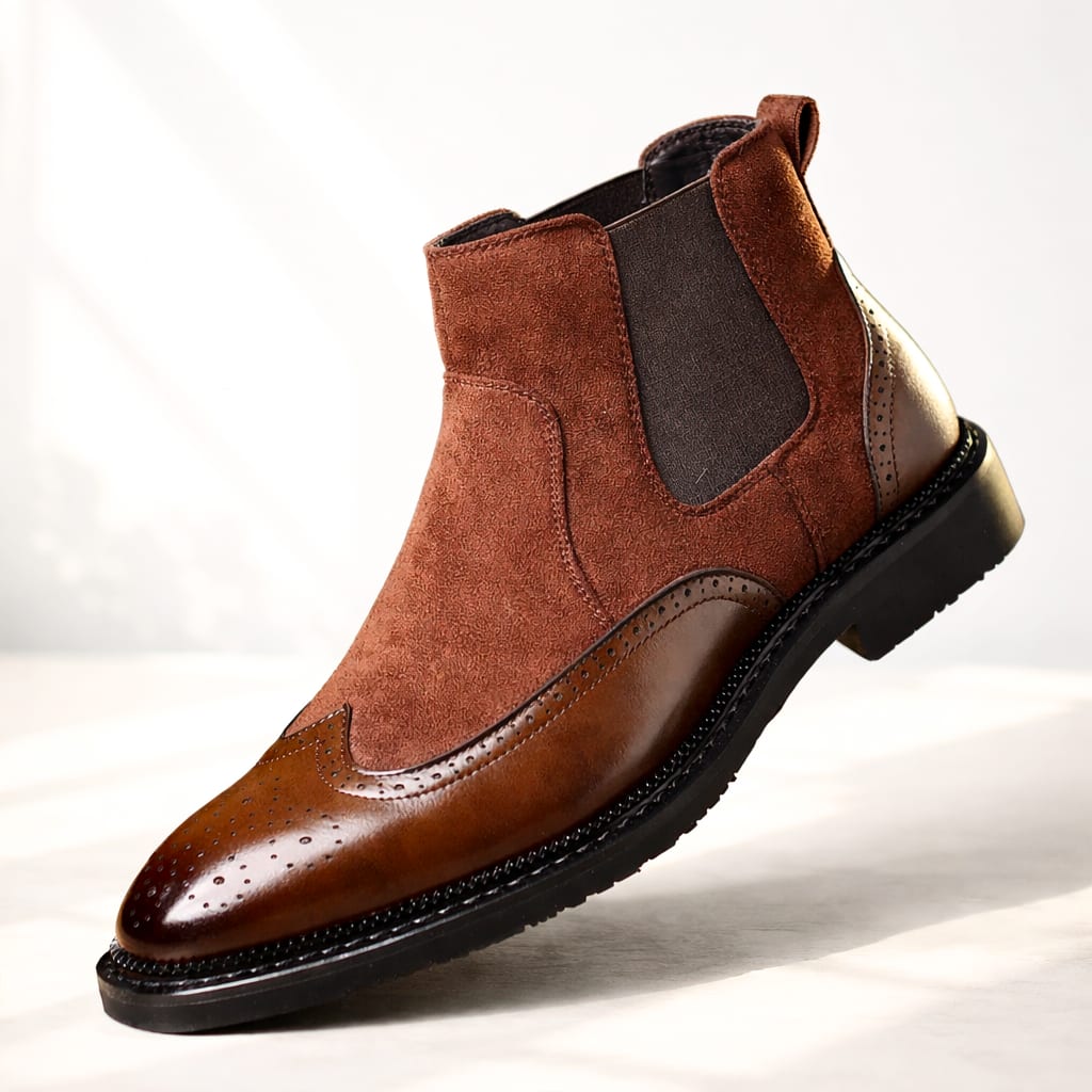 Homer Suede Wingtip Chelsea Boots_9