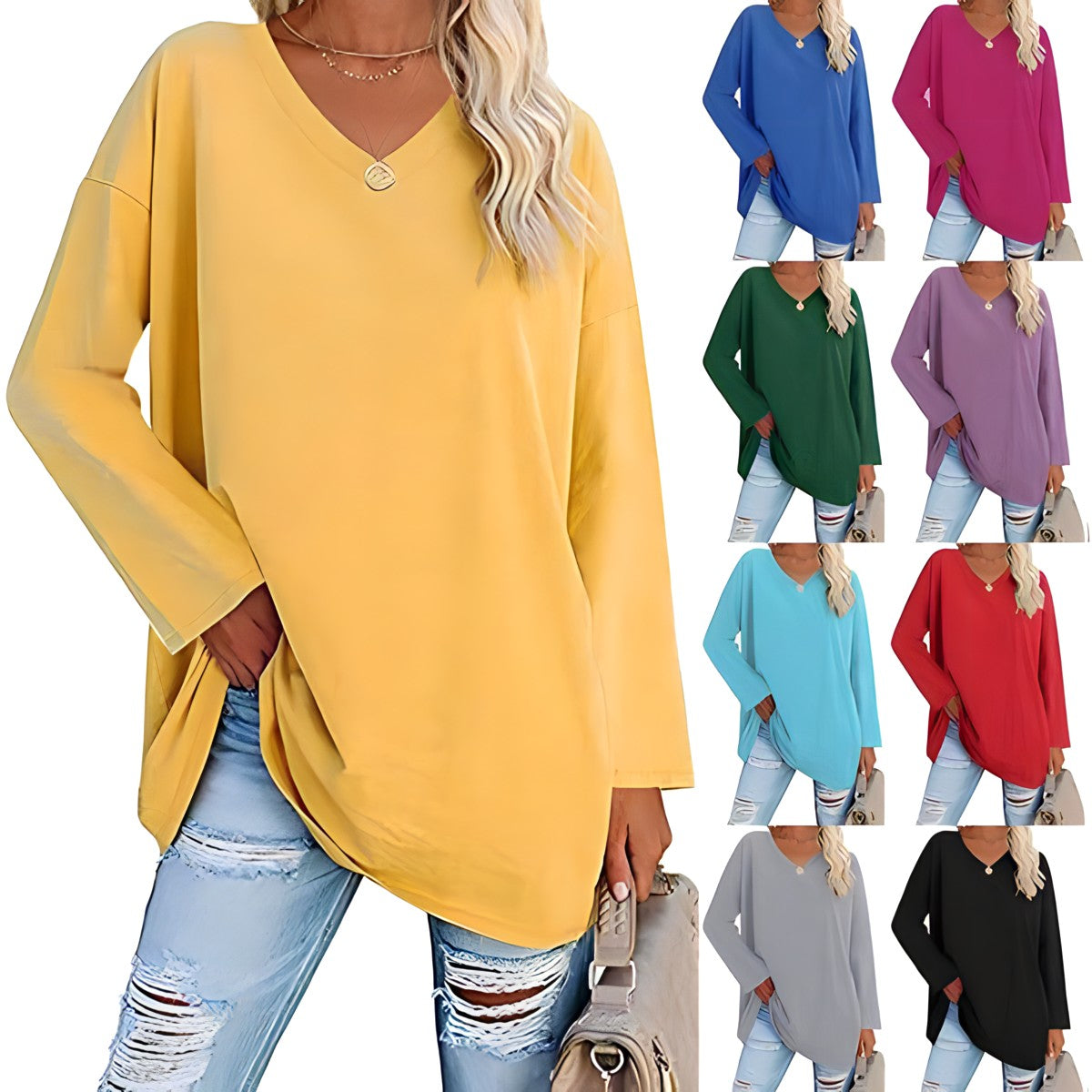 Bianca V-Neck Long Sleeve Tunic Top