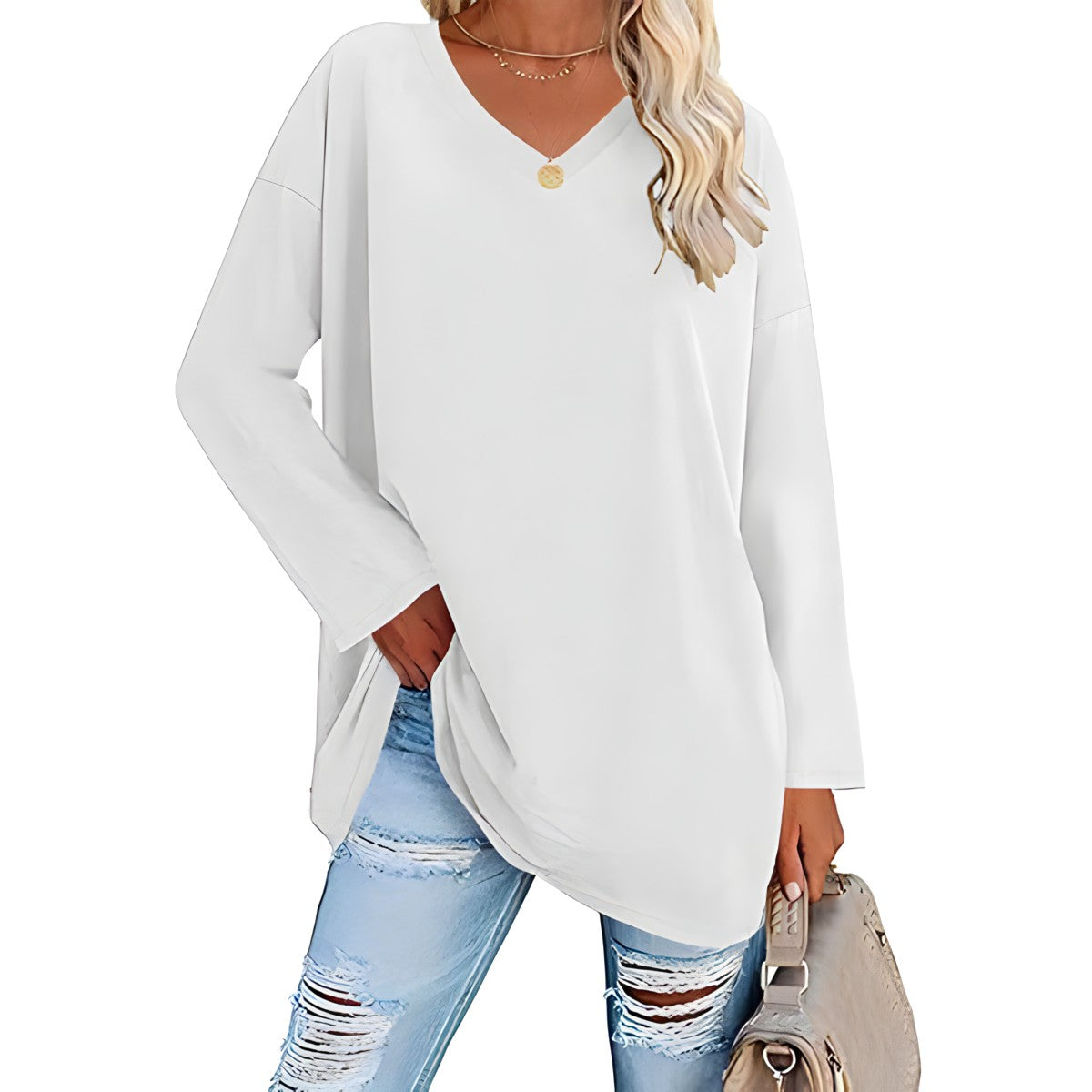 Bianca V-Neck Long Sleeve Tunic Top