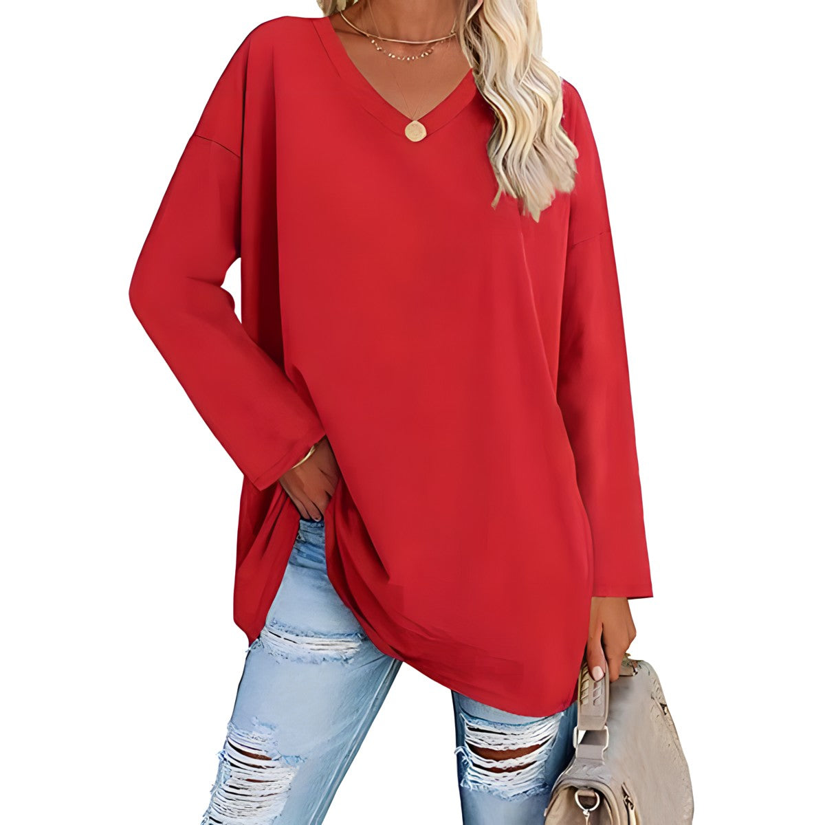 Bianca V-Neck Long Sleeve Tunic Top