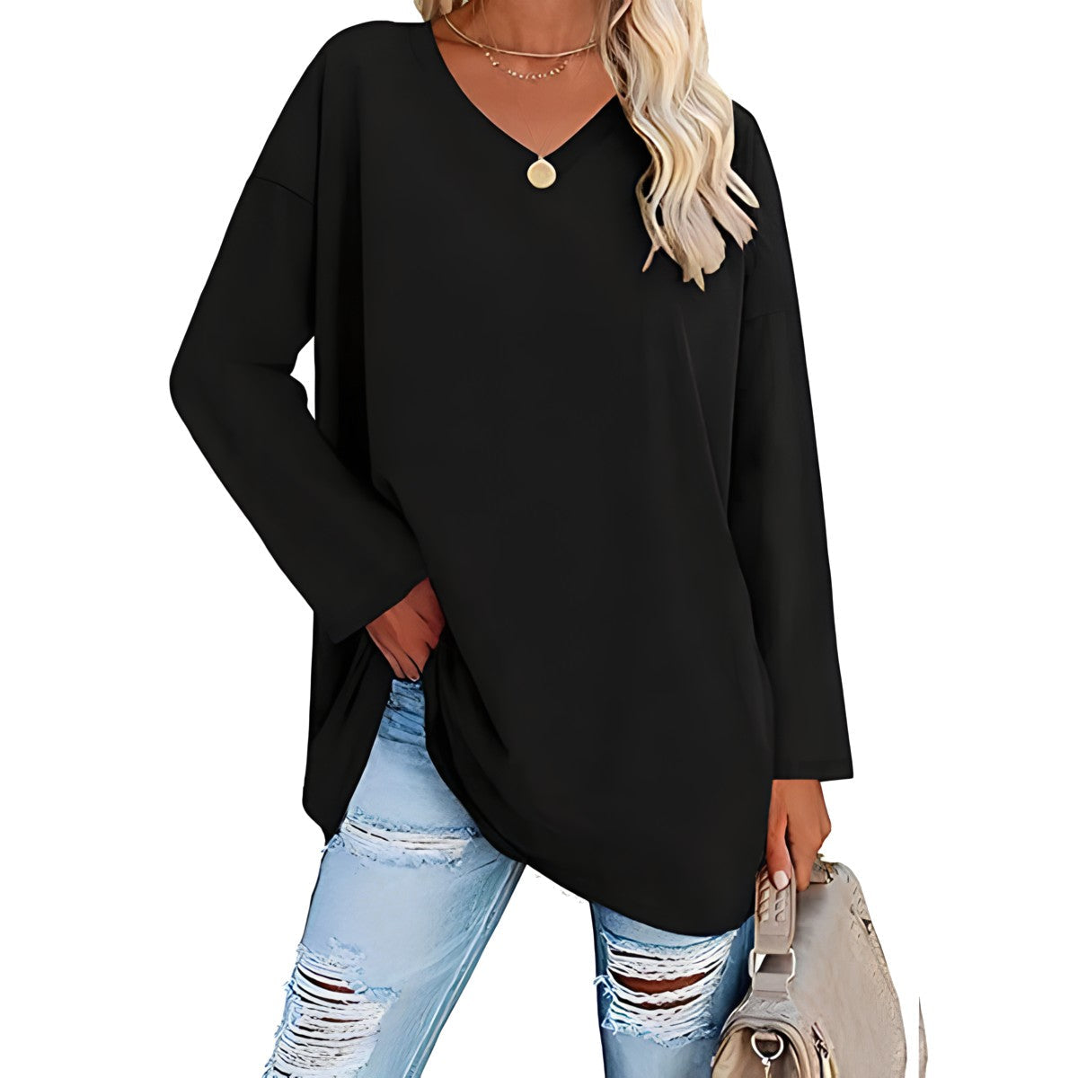 Bianca V-Neck Long Sleeve Tunic Top