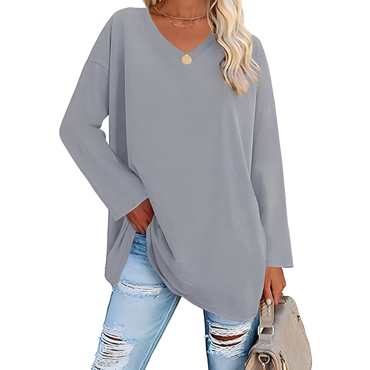 Bianca V-Neck Long Sleeve Tunic Top