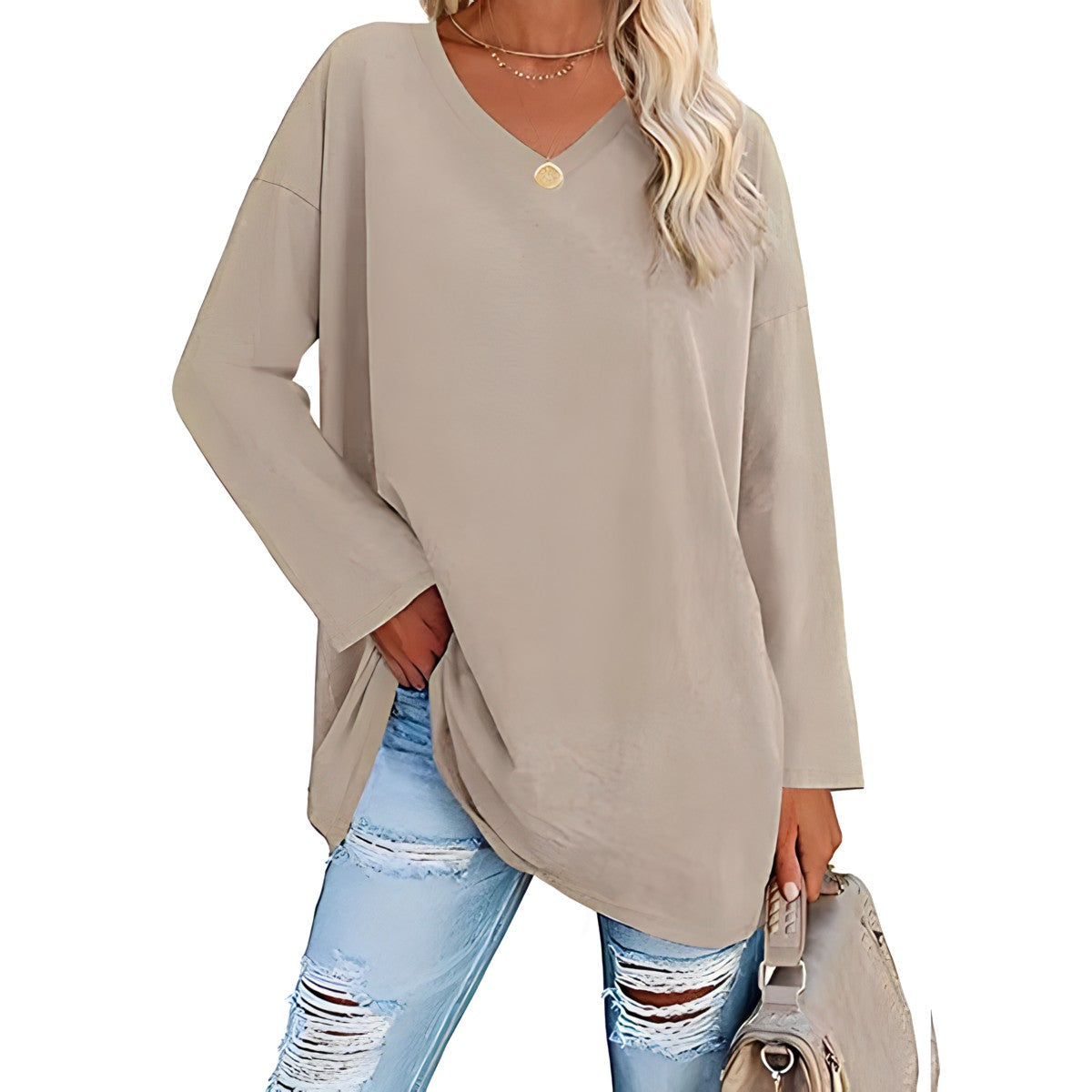 Bianca V-Neck Long Sleeve Tunic Top