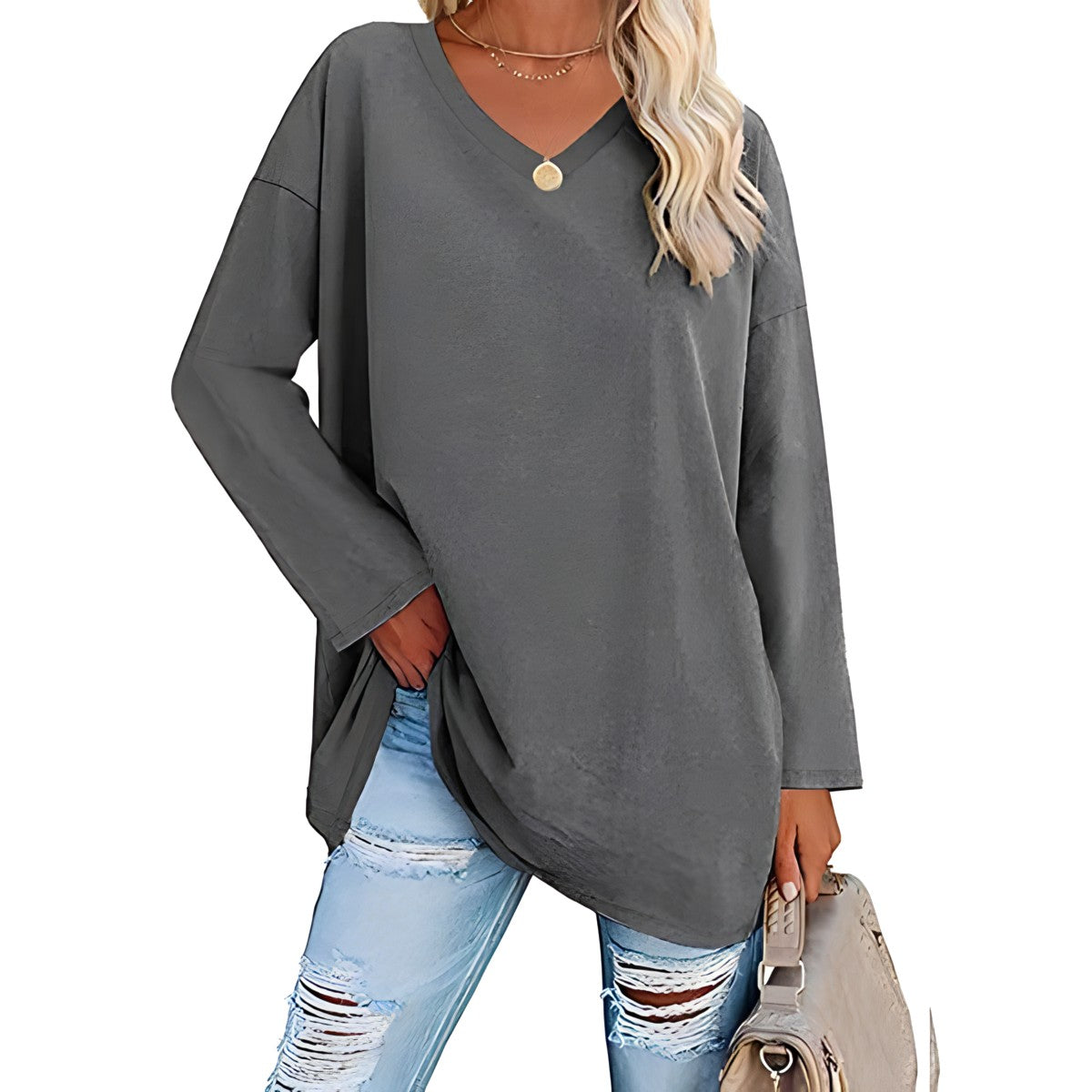 Bianca V-Neck Long Sleeve Tunic Top