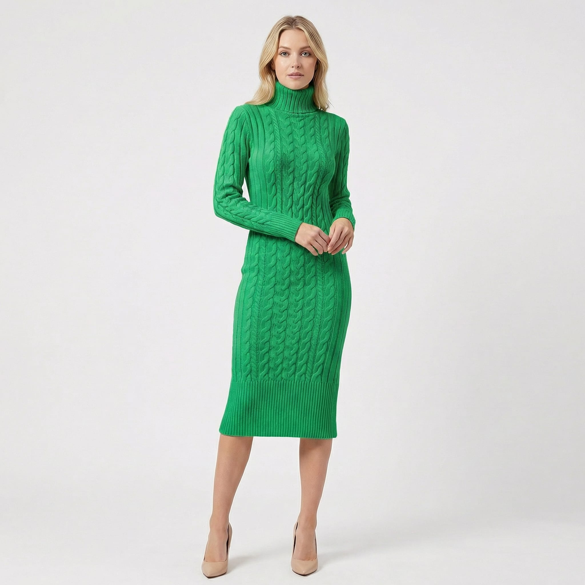 Priscilla Cable Knit Turtleneck Sweater Dress_7