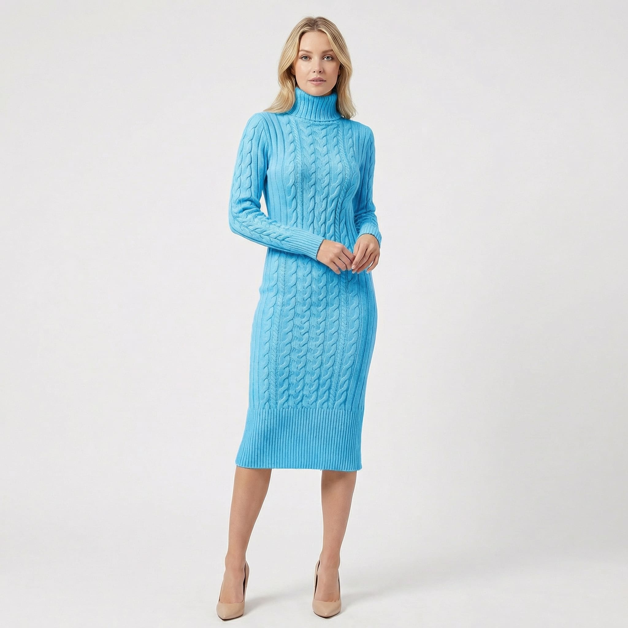 Priscilla Cable Knit Turtleneck Sweater Dress_9