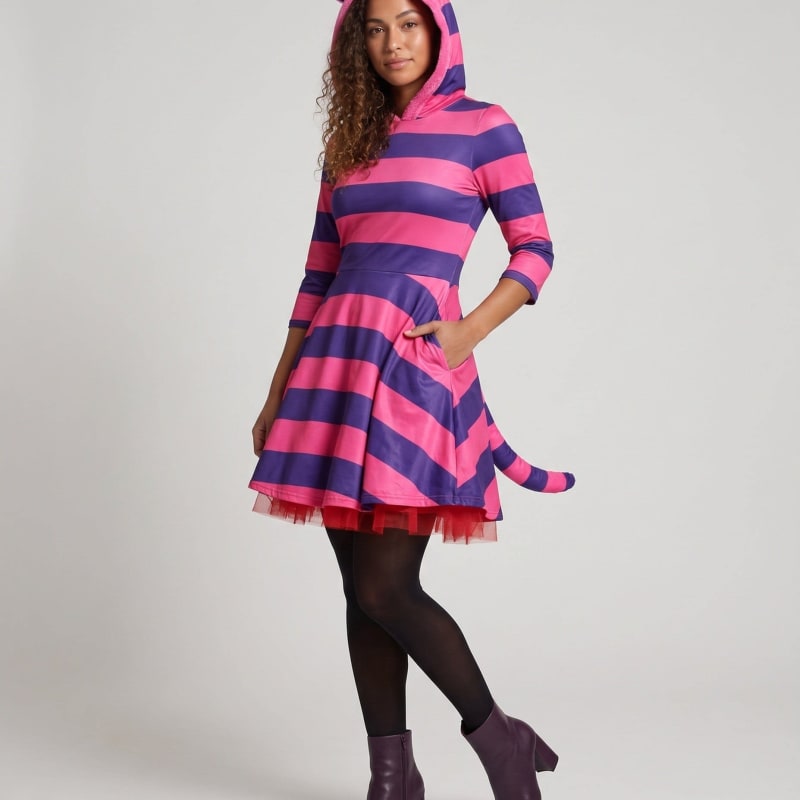 Amara Striped Hooded Cat Costume Dress_1