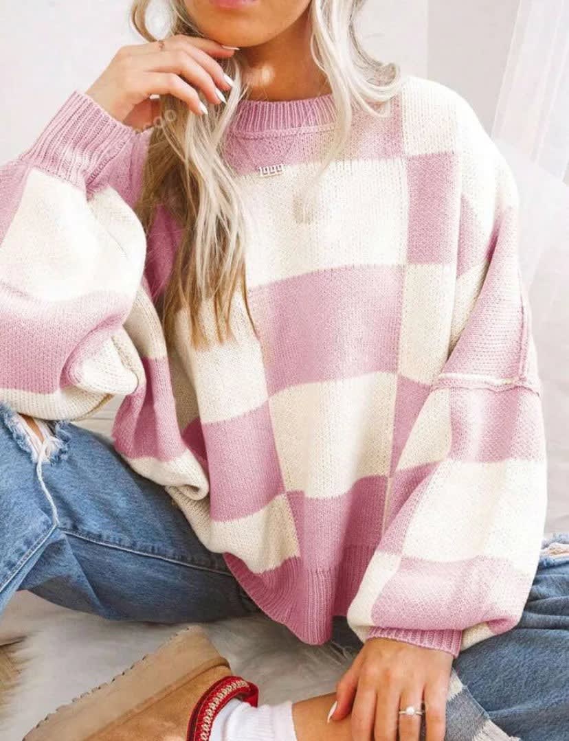 Greer Checkerboard Knit Sweater_13