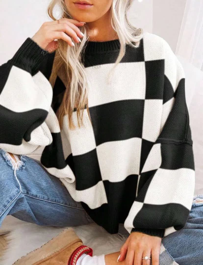 Greer Checkerboard Knit Sweater_14