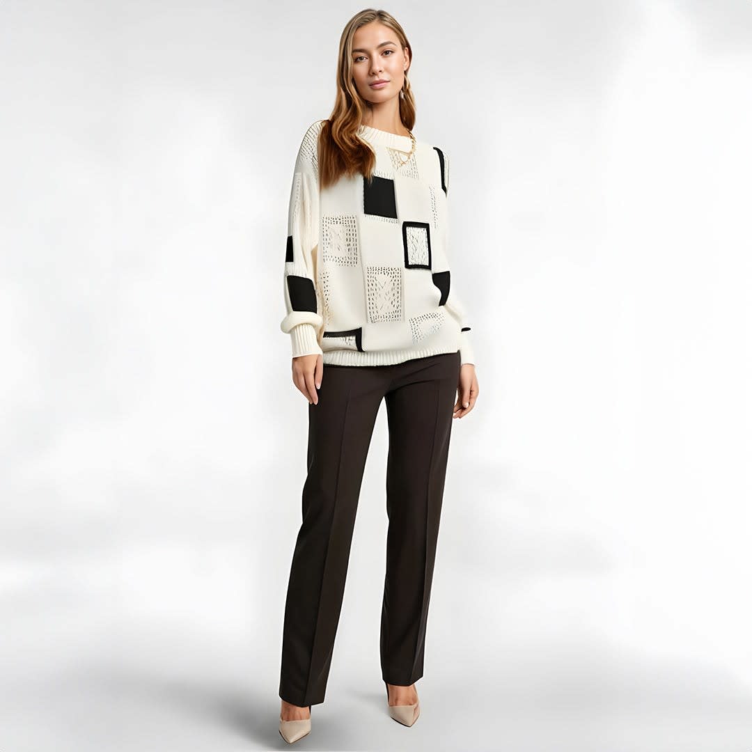 Frankie Oversized Patchwork Knit Sweater_2