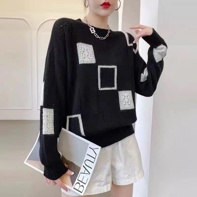 Frankie Oversized Patchwork Knit Sweater_3