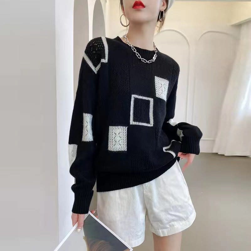 Frankie Oversized Patchwork Knit Sweater_4