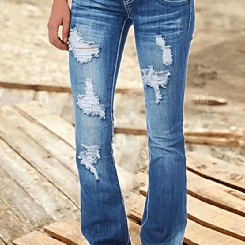 Noelle Ripped High Waisted Bootcut Jeans_1