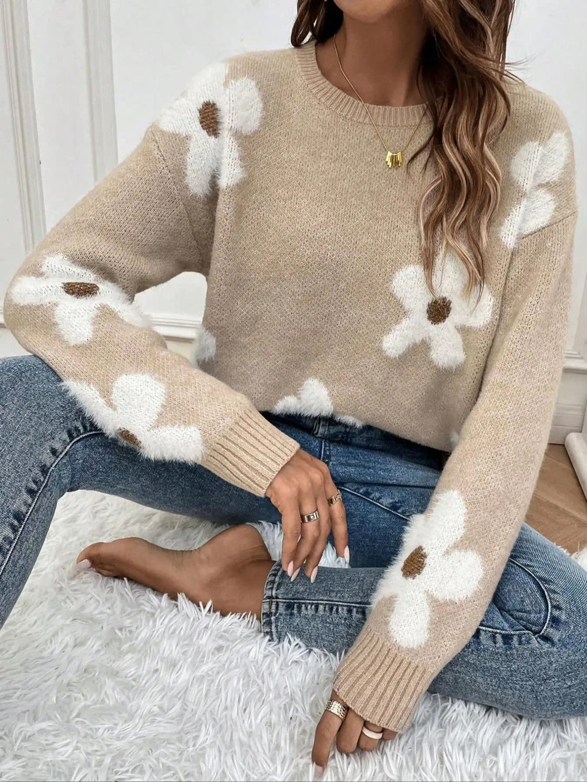 Roswitha Floral Crew Neck Sweater_4