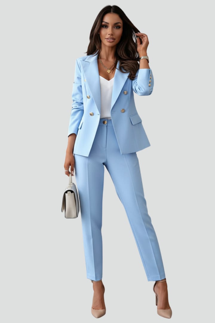 Joelle Double Breasted Two Piece Pant Suit_12
