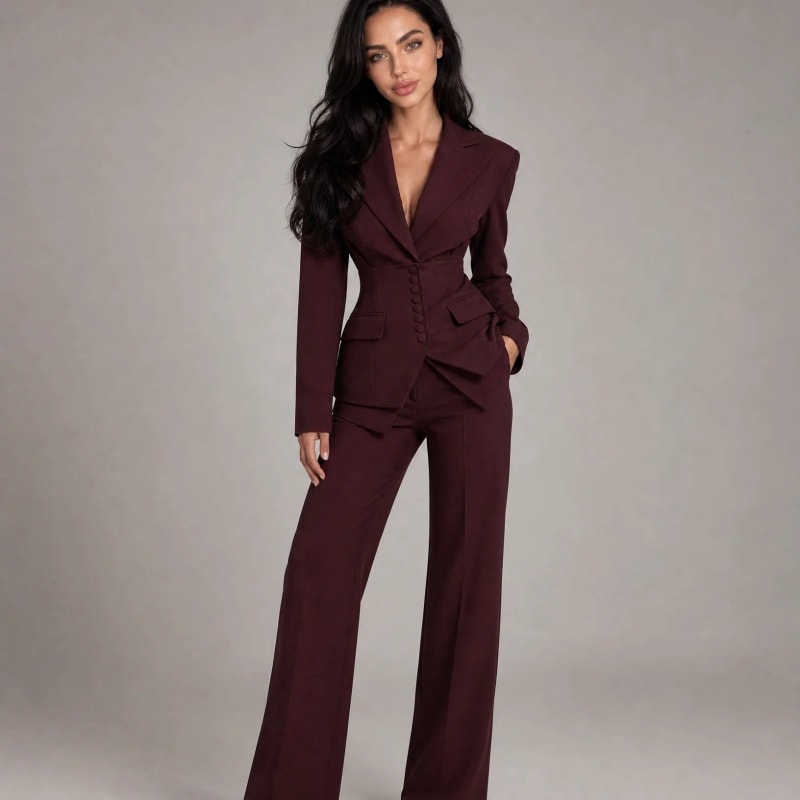 Brooklyn Wide Leg Two Piece Pant Suit_1