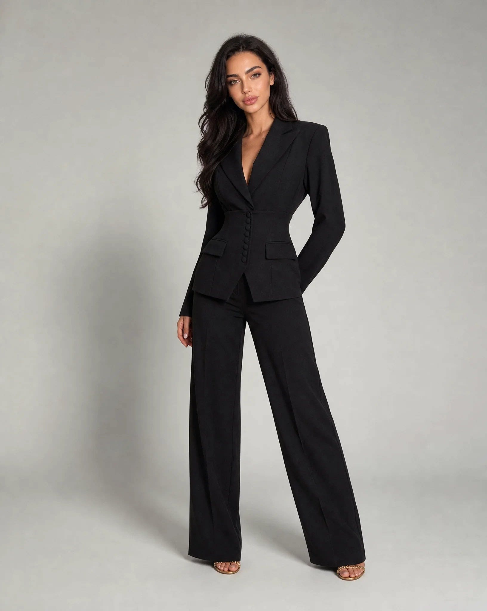 Brooklyn Wide Leg Two Piece Pant Suit_6