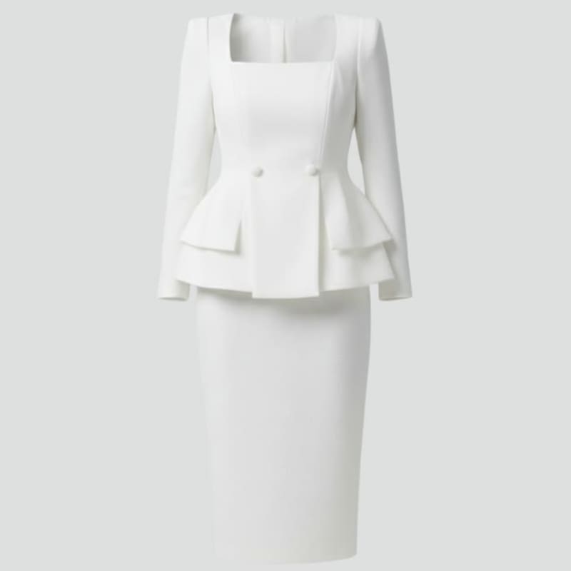 Loretta Square Neck Peplum Skirt Suit_1