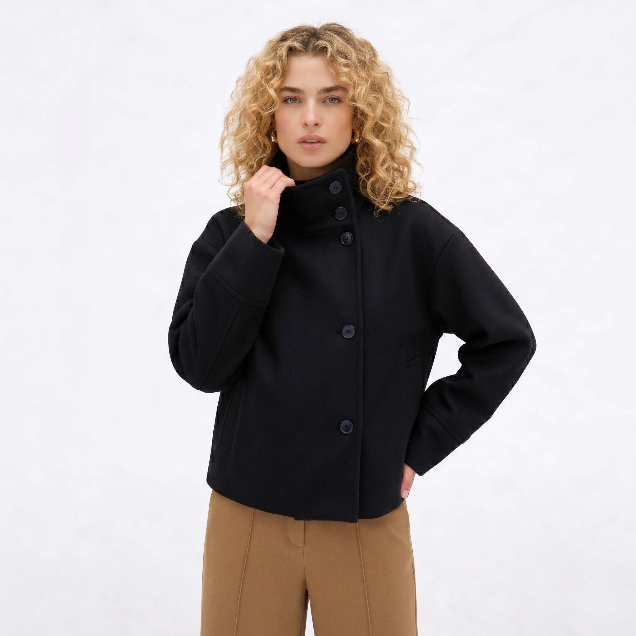 Leonora Funnel Neck Cropped Jacket_2