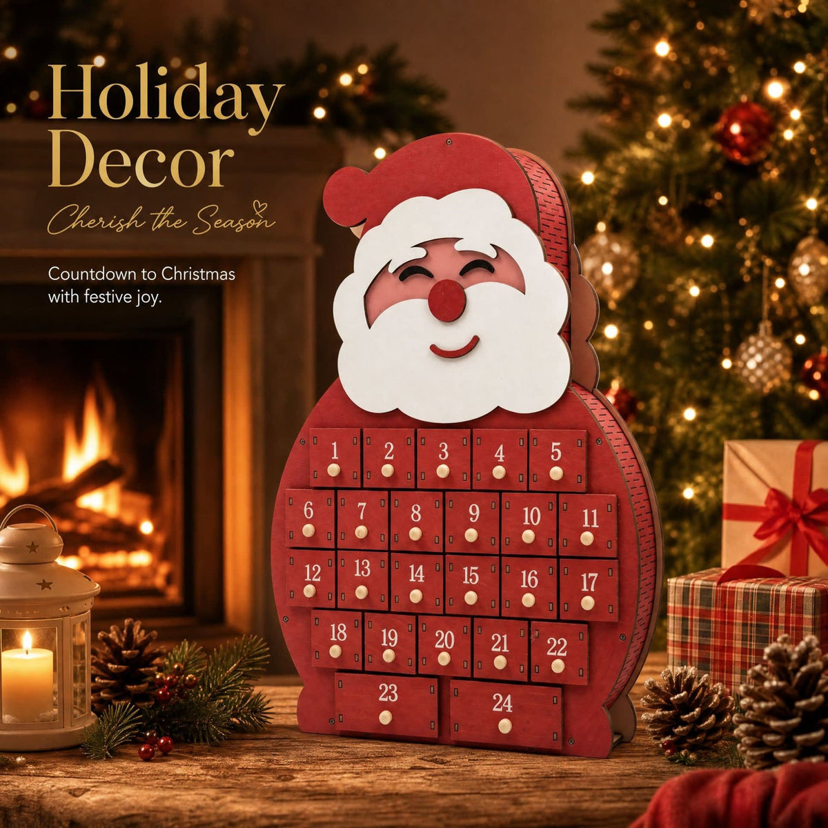 Carol Wooden Advent Calendar 2026 with 24 Drawers Holiday Countdown Gift for Christmas Lovers_2