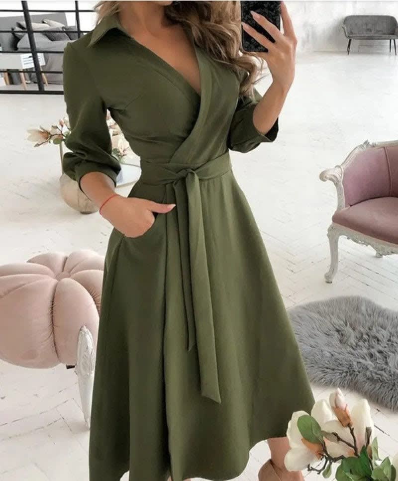 Bree Butterfly Print Tie Waist Wrap Midi Dress_4