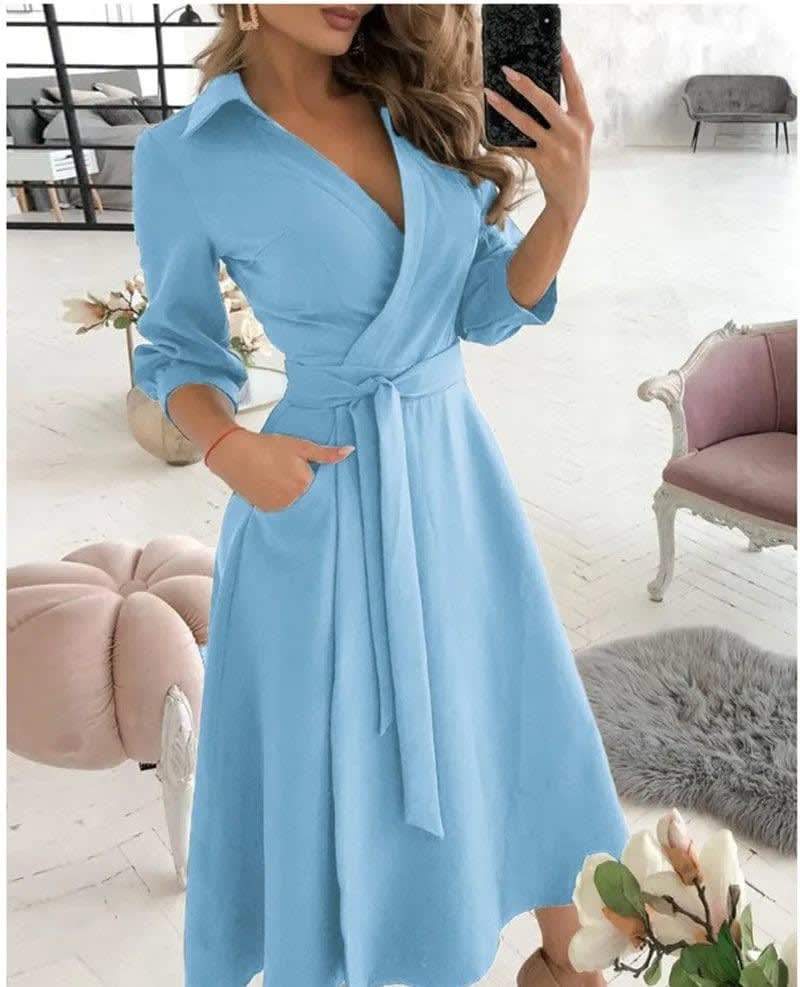 Bree Butterfly Print Tie Waist Wrap Midi Dress_5