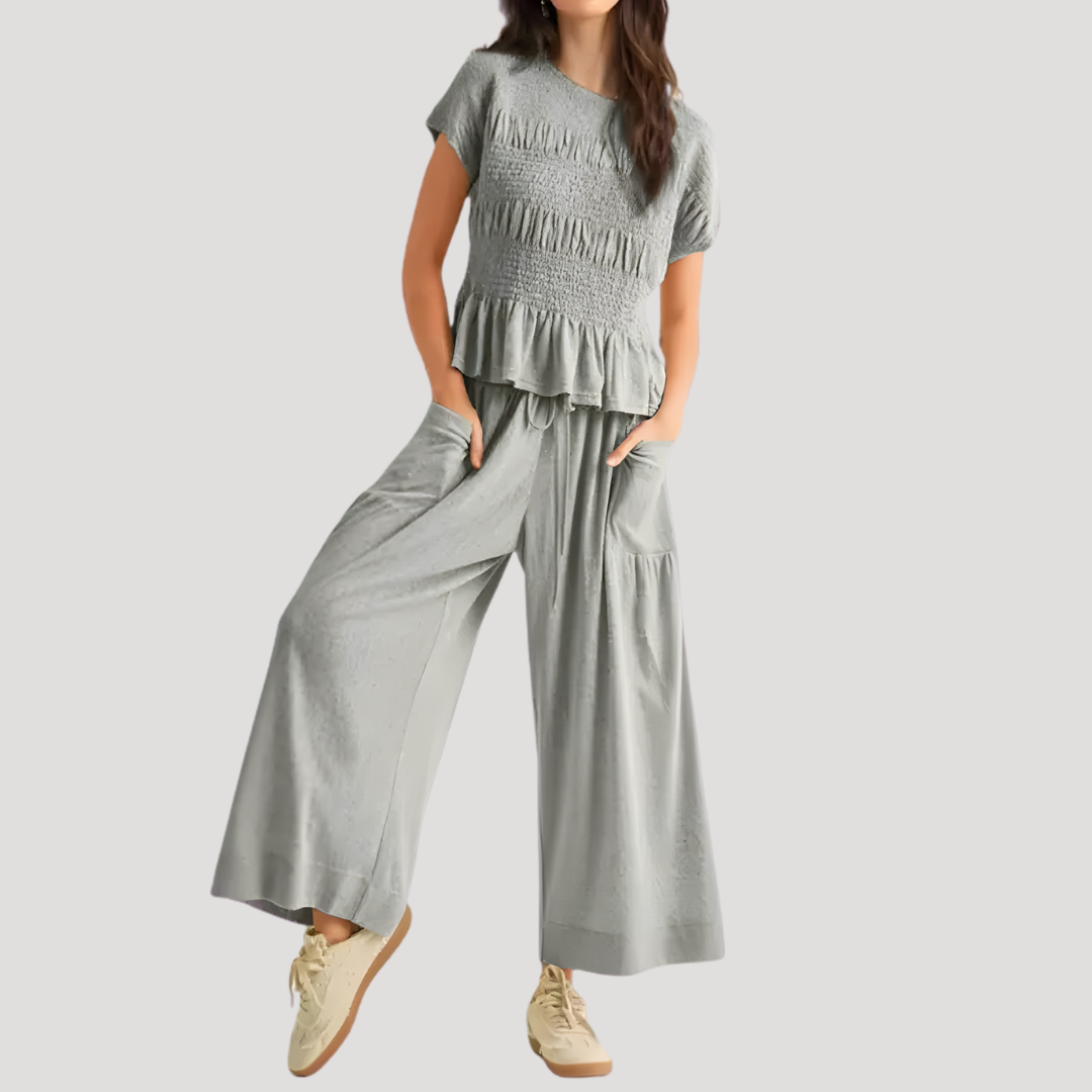 Olivia Grace Smocked Ruffle Two-Piece Set